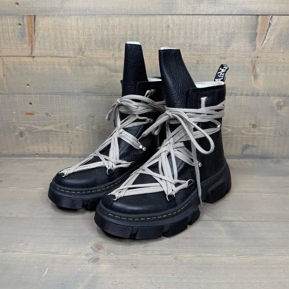 NIB Dr. Martens x Rick Owens 1460 DMXL Megalace RO Black Leather Boots US 10.5 - Picture 3 of 12